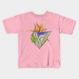 Bird of Paradise Watercolor Kids T-Shirt